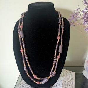 Elegant Purple and Pink Beaded Necklace